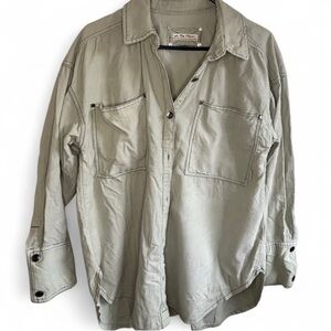 Free People We The Free Utility Button Down Shirt XS Light Sage Oversized